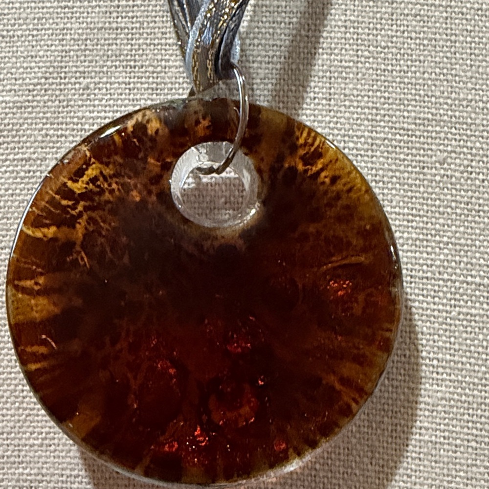 Millefiori Italian Glass Pendant with Gold and Silver Background “ - Picture 3 of 9